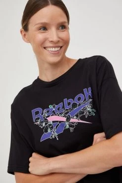 Γυναικεία Κοντομάνικο Βαμβακερό μπλουζάκι Reebok μαύρο -Reebok Εκπτώσεις unnamed file 1677