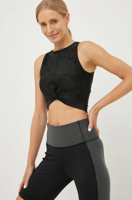 Γυναικεία Αμάνικος Τοπ γιόγκα Reebok Shiny Scribble μαύρο 4 Γυναικεία Αμάνικος Τοπ γιόγκα Reebok Shiny Scribble μαύρο - Image 4