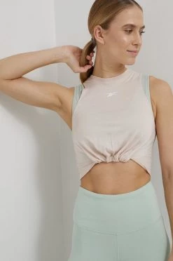 Γυναικεία Αμάνικος Reebok - Top κρεμ