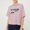 Γυναικεία Κοντομάνικο Βαμβακερό μπλουζάκι Reebok μοβ