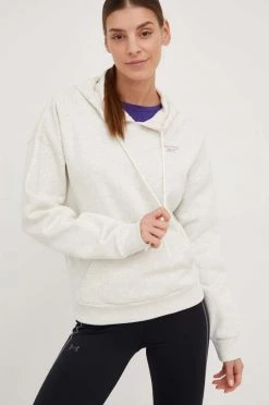 Γυναικεία Χωρίς φερμουάρ Μπλούζα Reebok Reebok Identity μπεζ, με κουκούλα