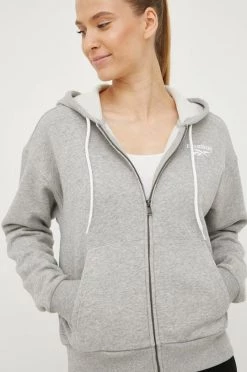 Γυναικεία Με φερμουάρ Μπλούζα Reebok γκρι,