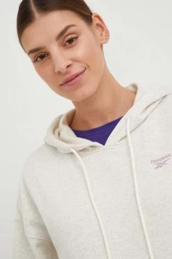 Γυναικεία Χωρίς φερμουάρ Μπλούζα Reebok Reebok Identity μπεζ, με κουκούλα -Reebok Εκπτώσεις unnamed file 39