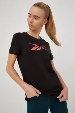 Γυναικεία Κοντομάνικο Βαμβακερό μπλουζάκι Reebok μαύρο -Reebok Εκπτώσεις unnamed file 686