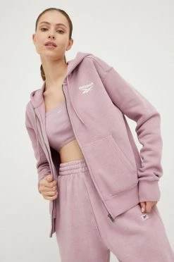 Γυναικεία Με φερμουάρ Μπλούζα Reebok μοβ,