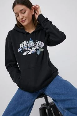 Γυναικεία Χωρίς φερμουάρ Μπλούζα Reebok χρώμα: μαύρο,